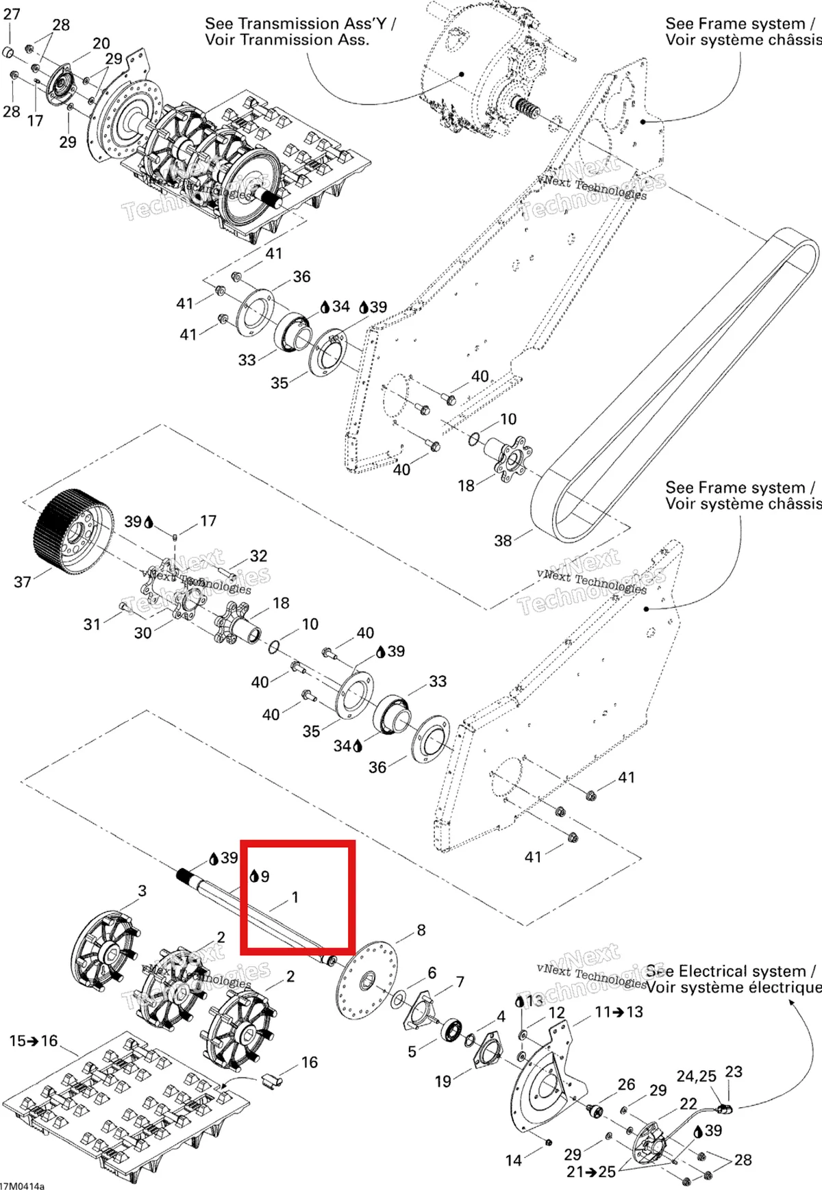 Деталь 504152161 на схеме узла 2004 Ski-Doo Elite 1500 1st Edition Drive System 1