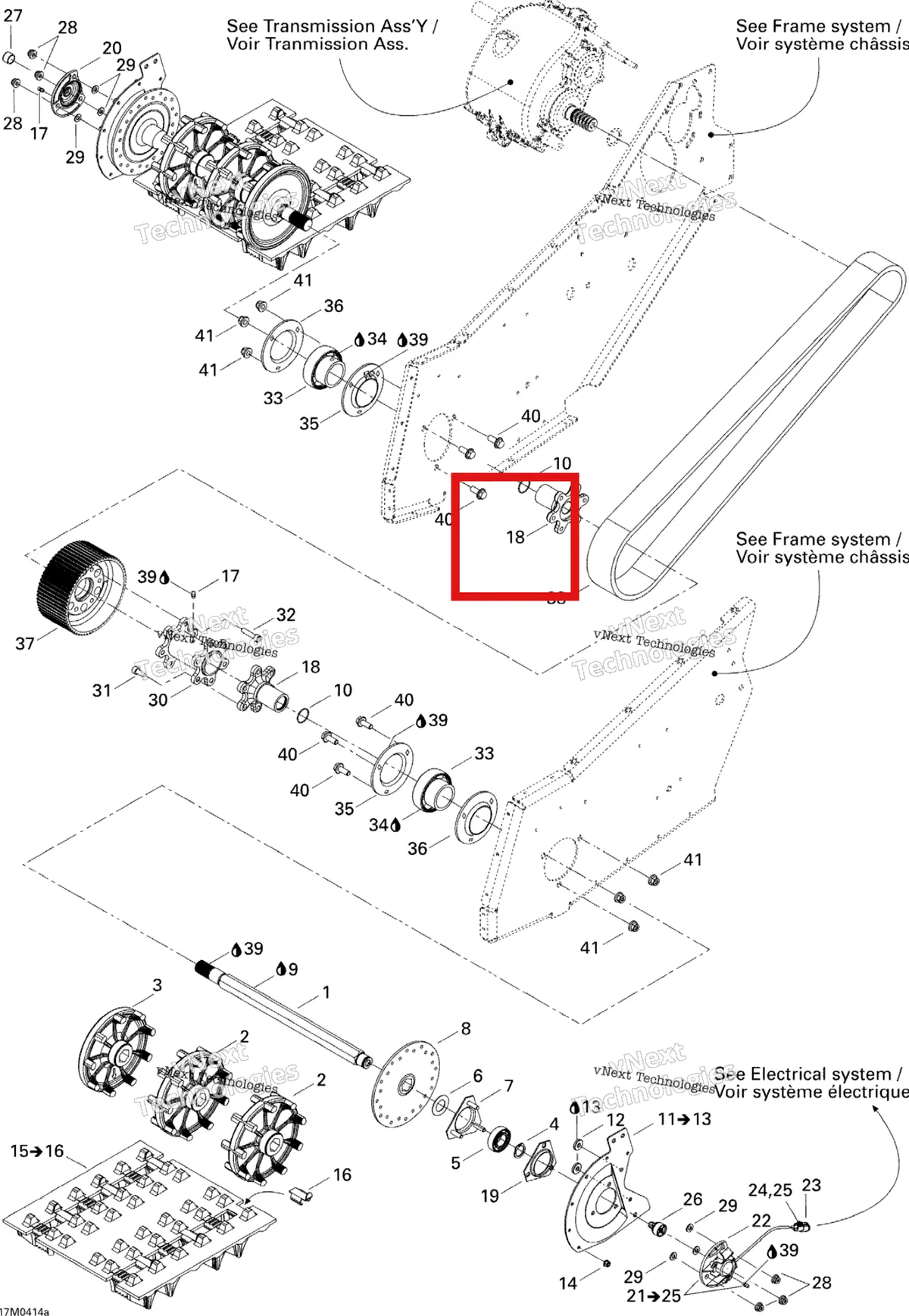 Деталь 504152164 на схеме узла 2004 Ski-Doo Elite 1500 1st Edition Drive System 1