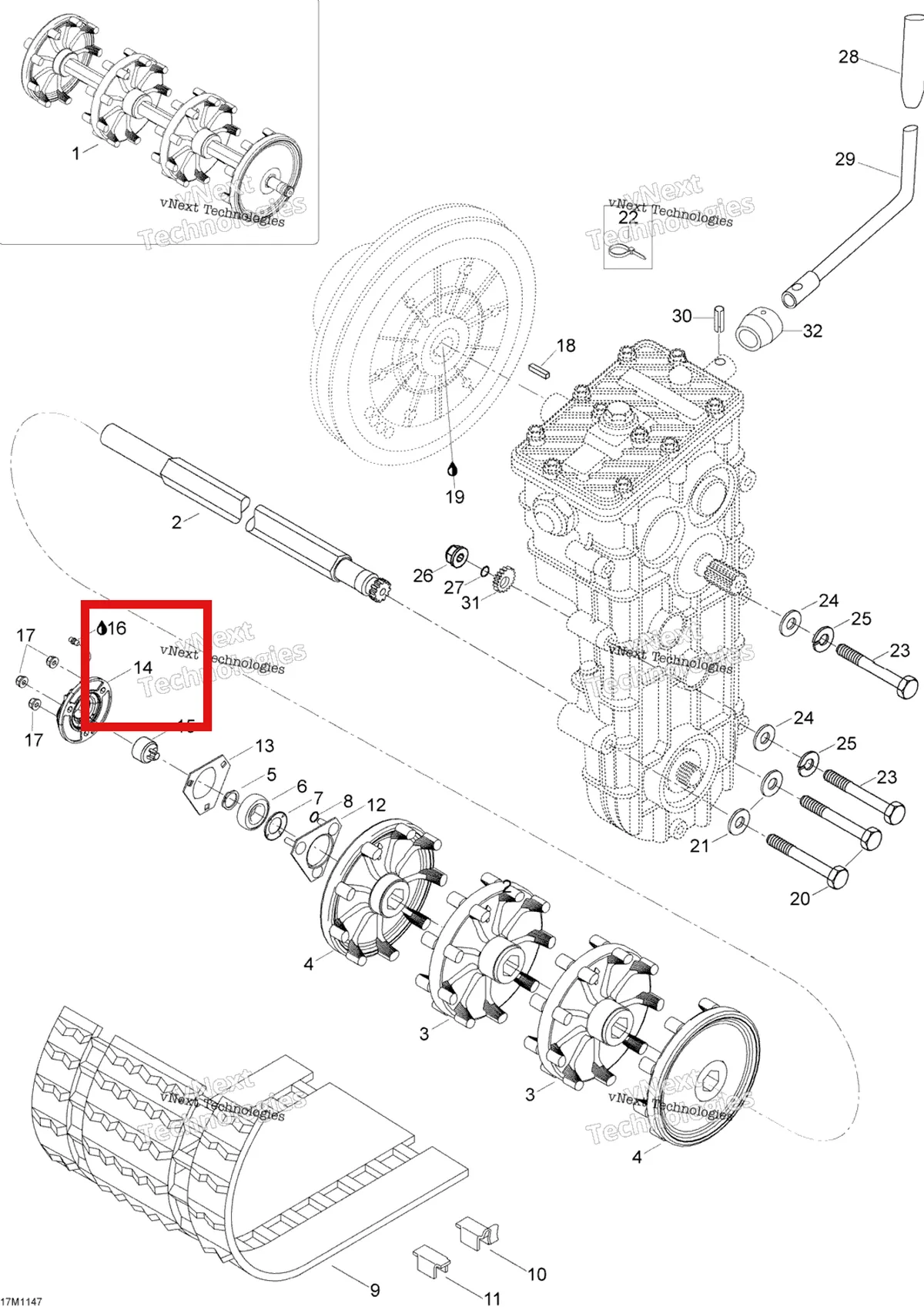 Деталь 504152173 (Деталь Speede Sensor Flange) на схеме узла 2012 Ski-Doo Skandic SWT V800 YetiII Drive System