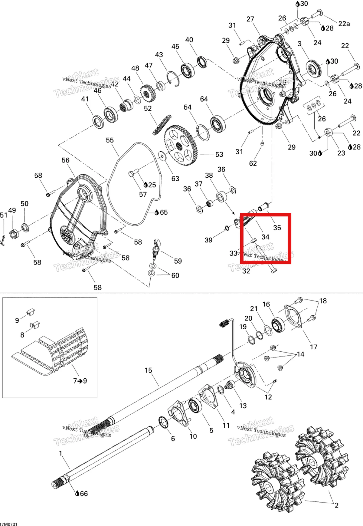Деталь 504152245 на схеме узла 2007 Ski-Doo MX Z 1000 SDI Renegade RT Drive System