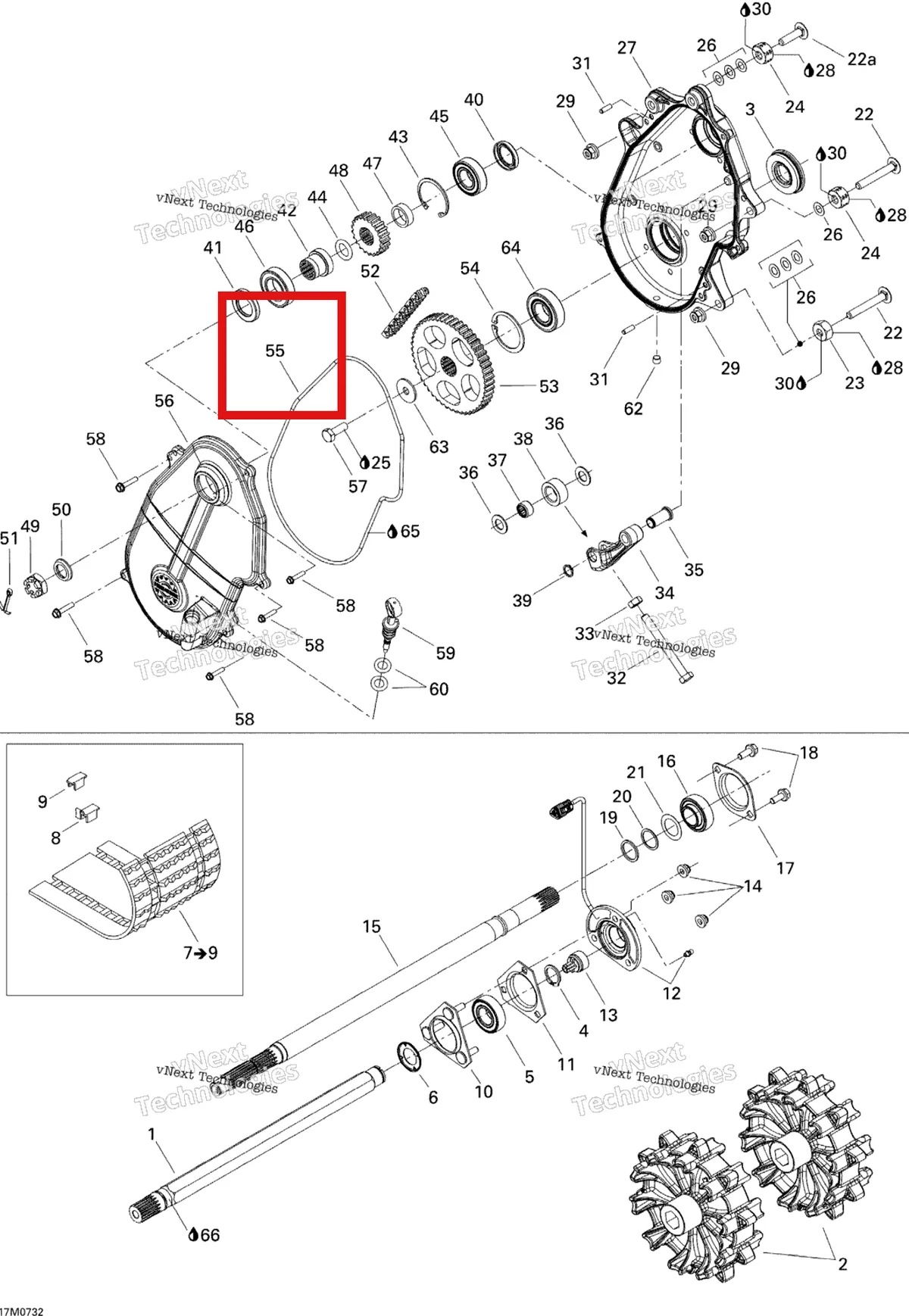 Деталь 504152300 на схеме узла 2007 Ski-Doo Summit Highmark & Highmark X 1000 SDI Drive System