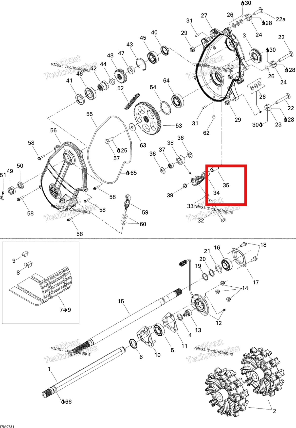 Деталь 504152323 на схеме узла 2007 Ski-Doo MX Z 1000 SDI Renegade RT Drive System
