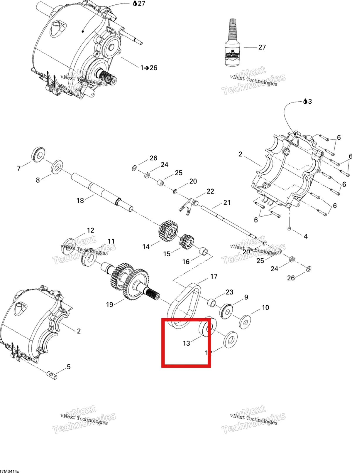 Деталь 504152349 на схеме узла 2004 Ski-Doo Elite 1500 1st Edition Transmission Assy