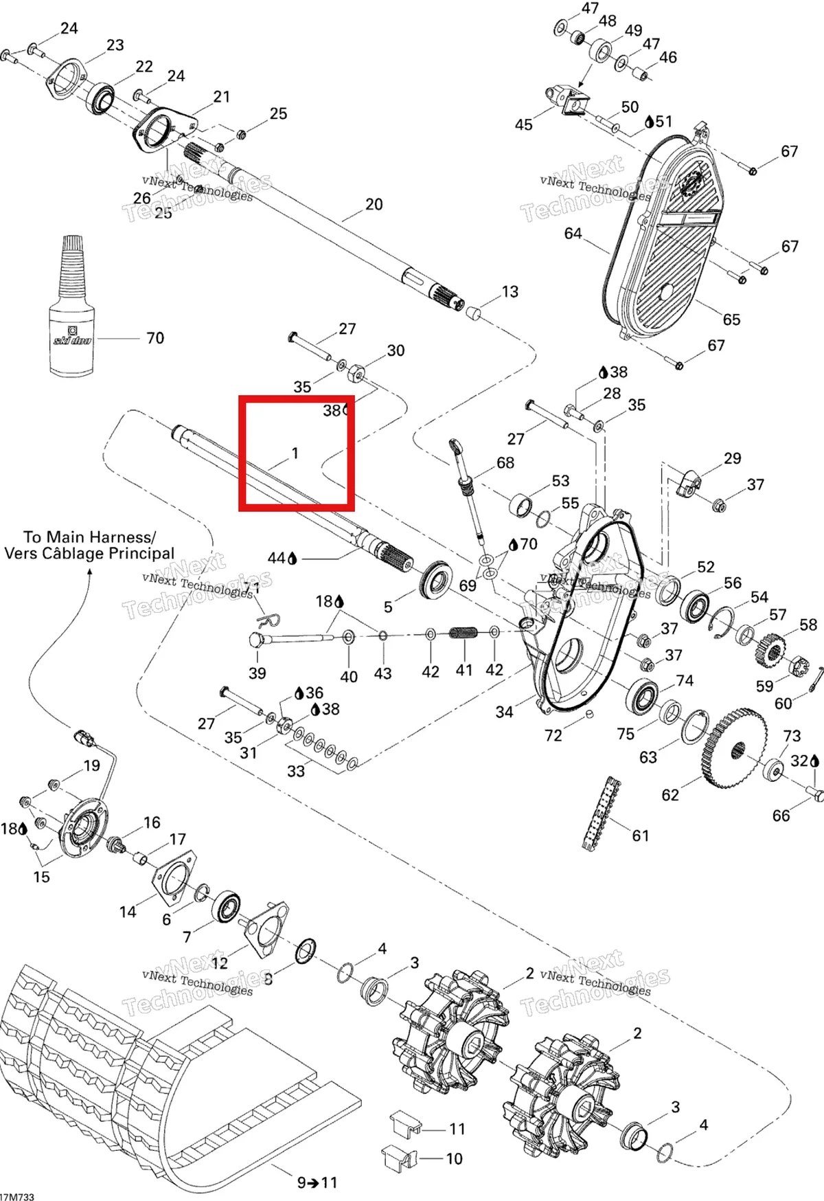 Деталь 504152359 на схеме узла 2007 Ski-Doo MX Z 440X Racing Drive System