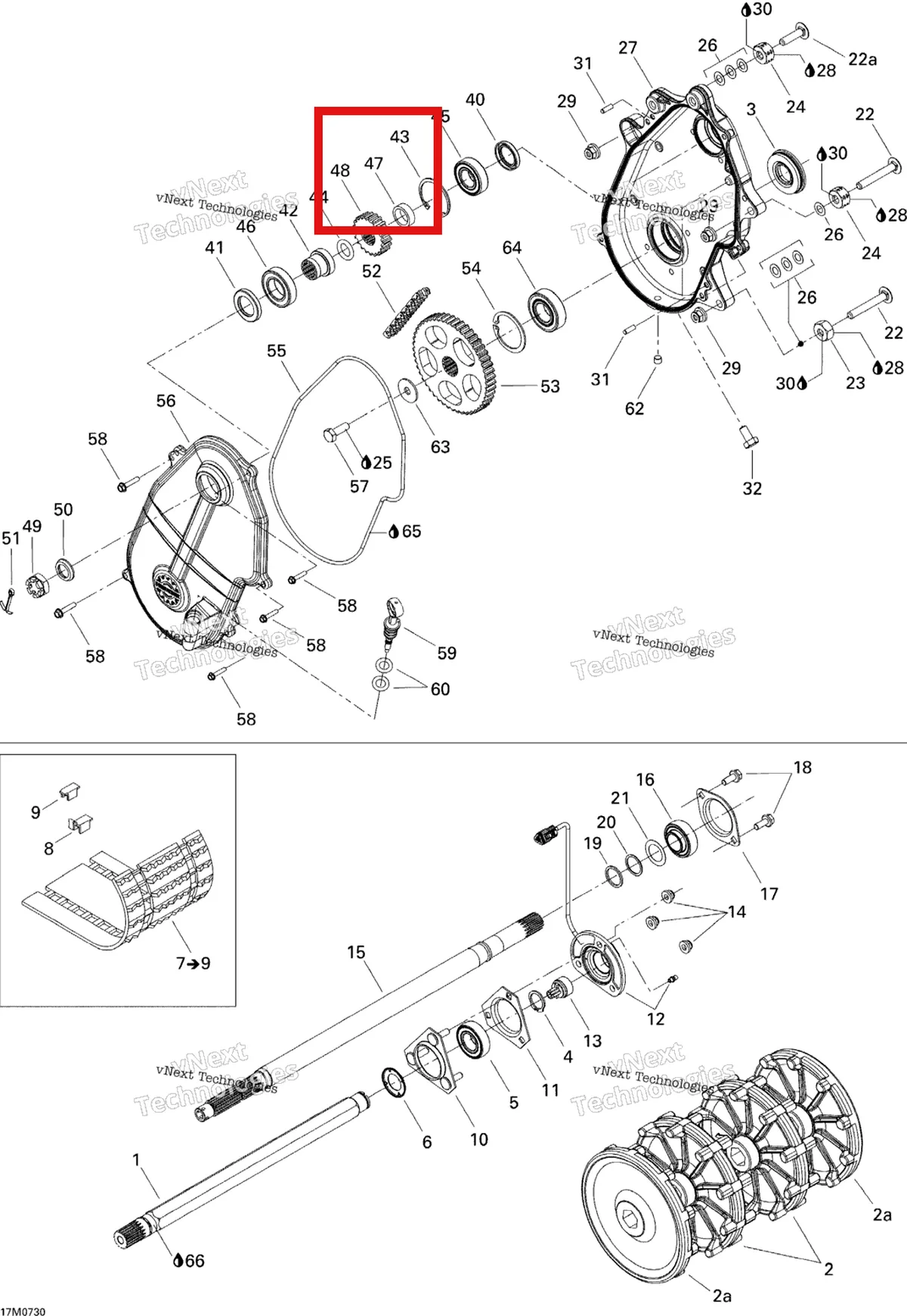 Деталь 504152398 (Гильца) на схеме узла 2007 Ski-Doo MACH Z Adrenaline Drive System Adr