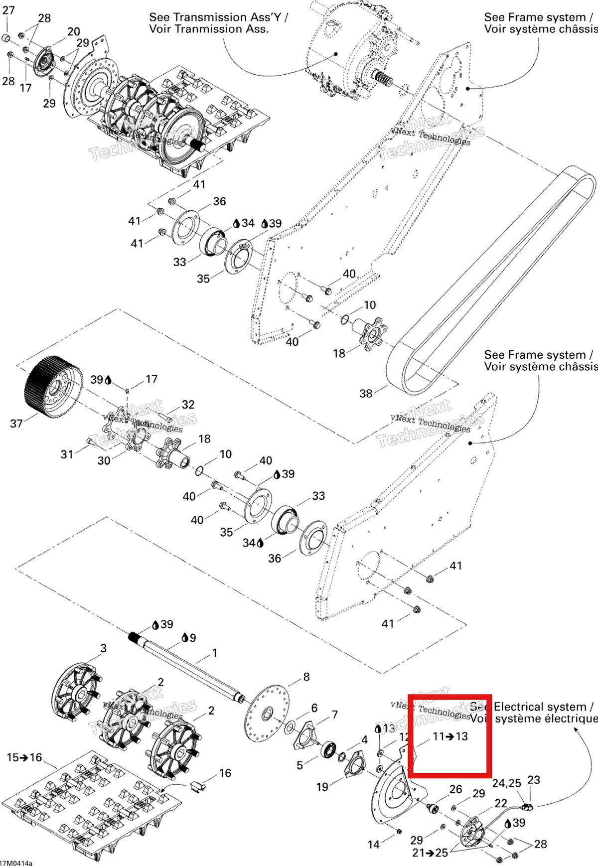 Деталь 504152403 на схеме узла 2004 Ski-Doo Elite 1500 1st Edition Drive System 1