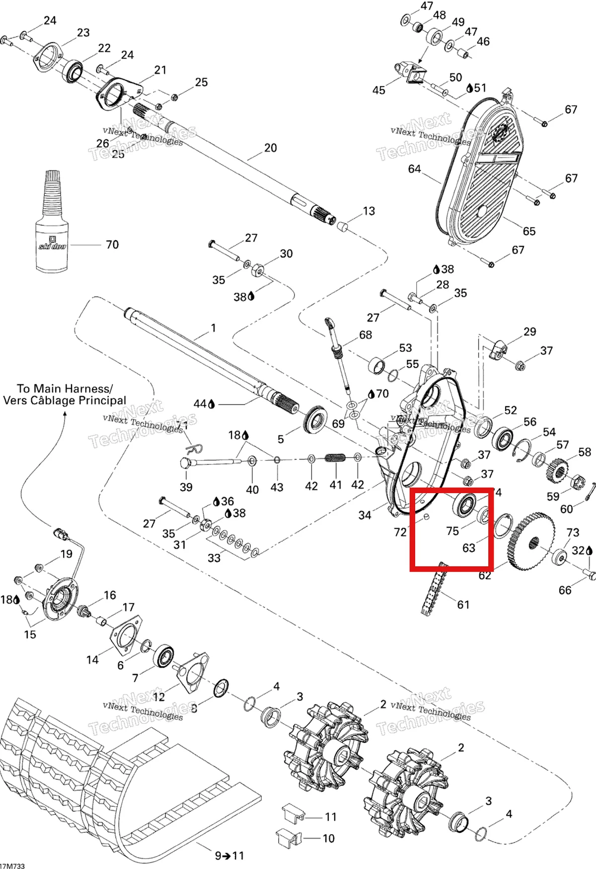 Деталь 504152491 на схеме узла 2007 Ski-Doo MX Z 440X Racing Drive System