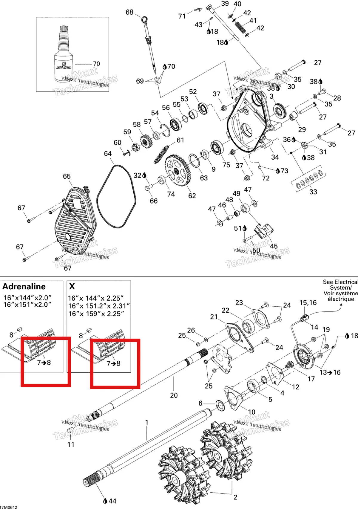 Деталь 504152528 на схеме узла 2006 Ski-Doo Summit 600 HO SDI, Adrenaline Drive System 600Ho