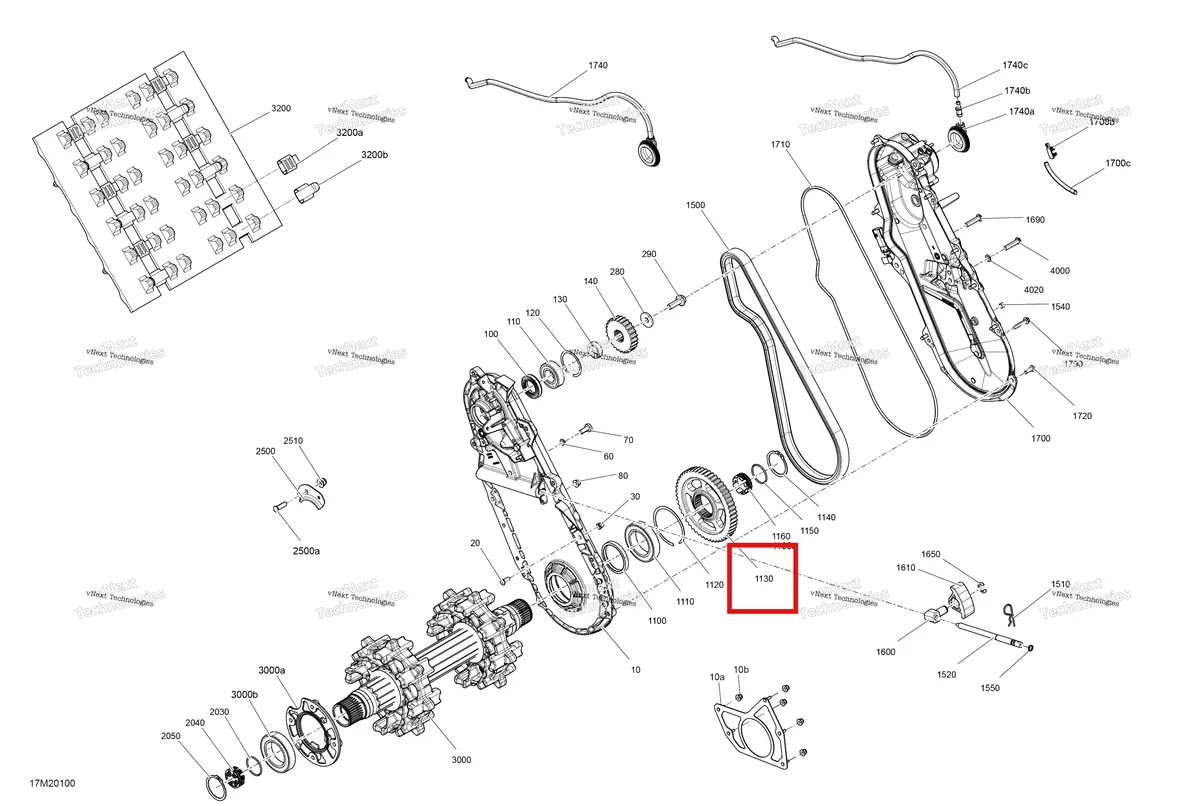 Деталь 504152593 (Деталь Sprocket, 45 Teeth) на схеме узла 2020 Ski-Doo GRAND TOURING 600R E-TEC Drive - System