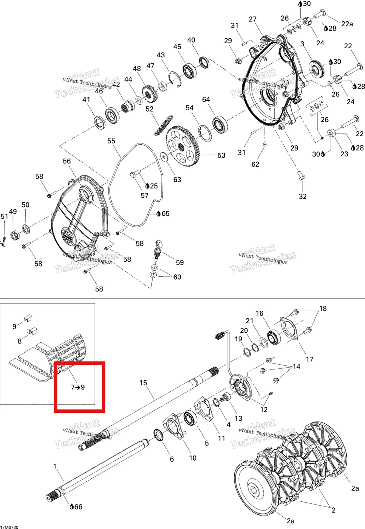 Деталь 504152654 на схеме узла 2007 Ski-Doo MACH Z X Drive System X