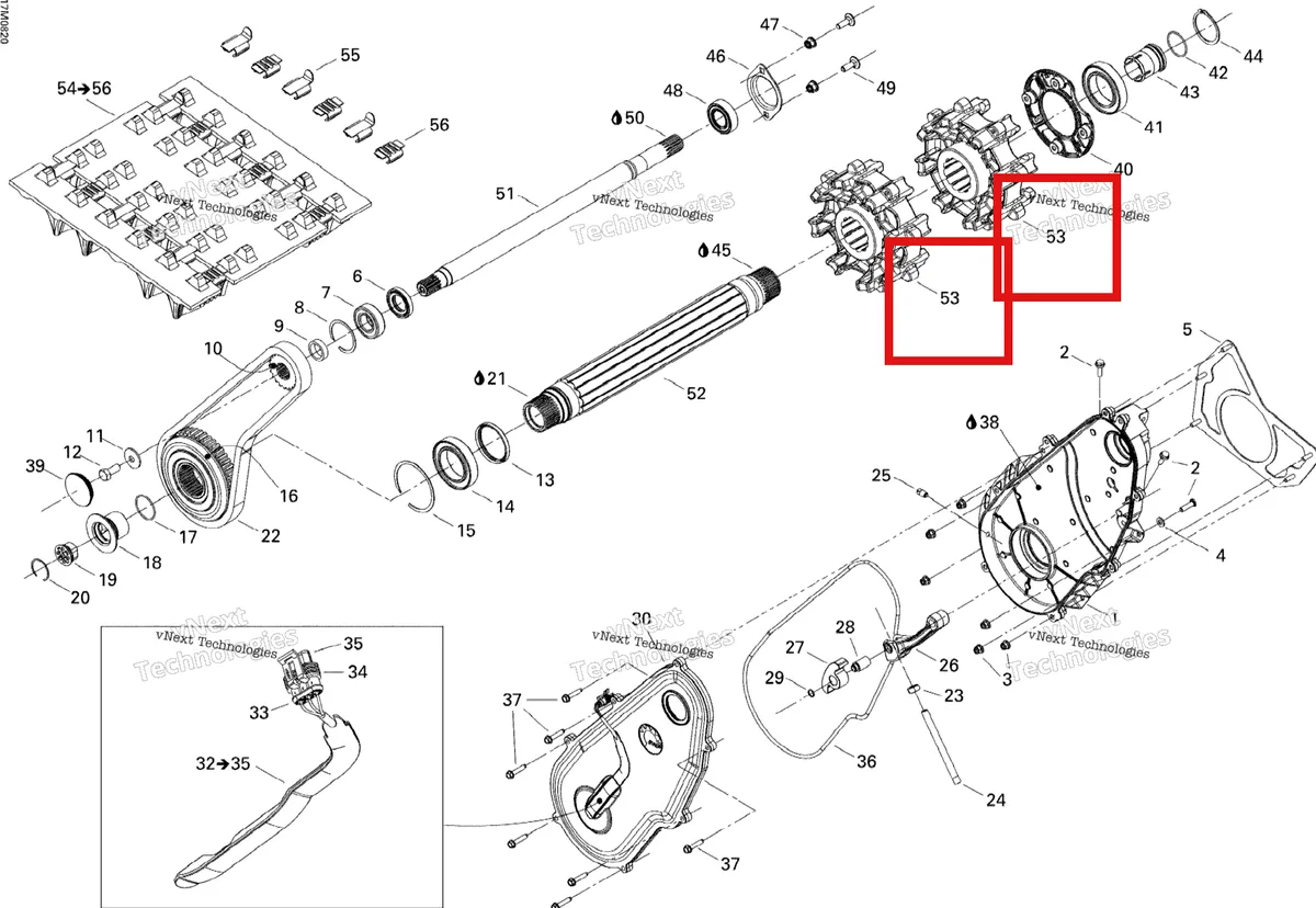 Деталь 504152676 (Деталь Sprocket 8 Teeth) на схеме узла 2008 Ski-Doo MX Z 600RS Drive System