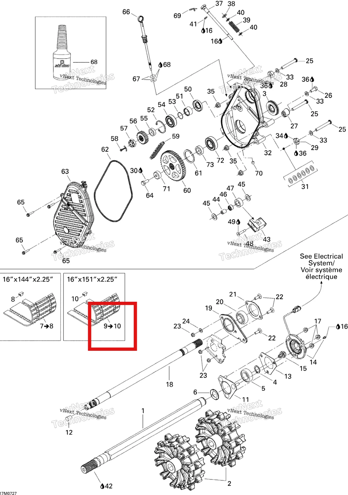 Деталь 504152731 на схеме узла 2007 Ski-Doo Summit Adrenaline 800R Drive System 800R