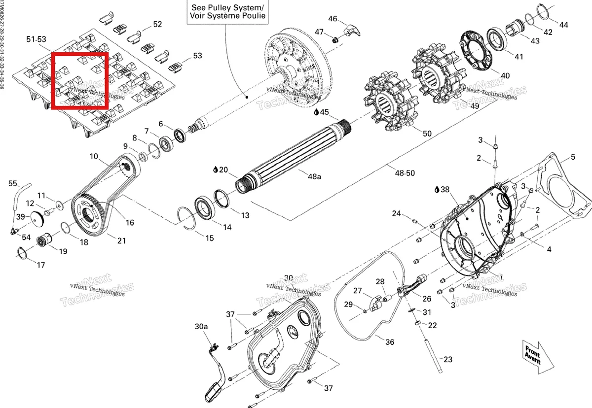 Деталь 504152801 на схеме узла 2008 Ski-Doo Summit X 800R Drive System