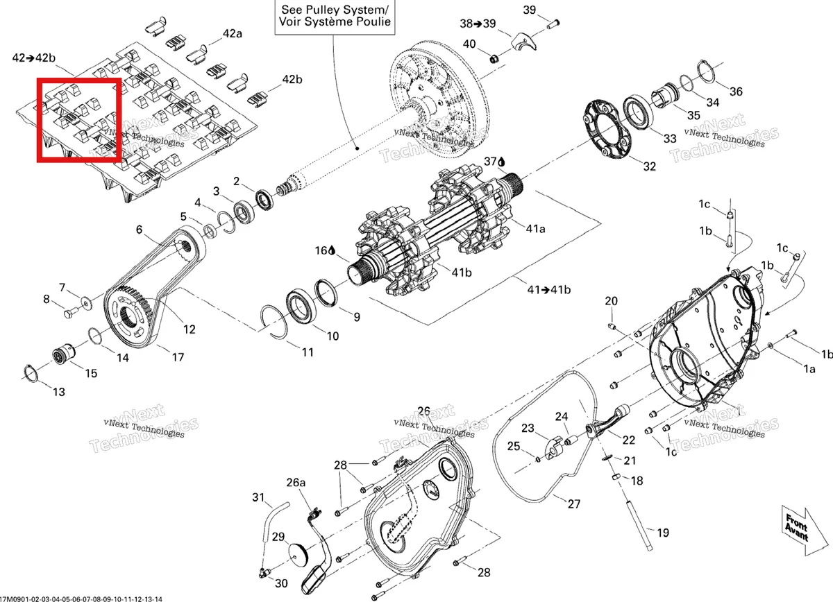 Деталь 504152843 на схеме узла 2009 Ski-Doo Summit Everest 500SS Drive System 500Ss