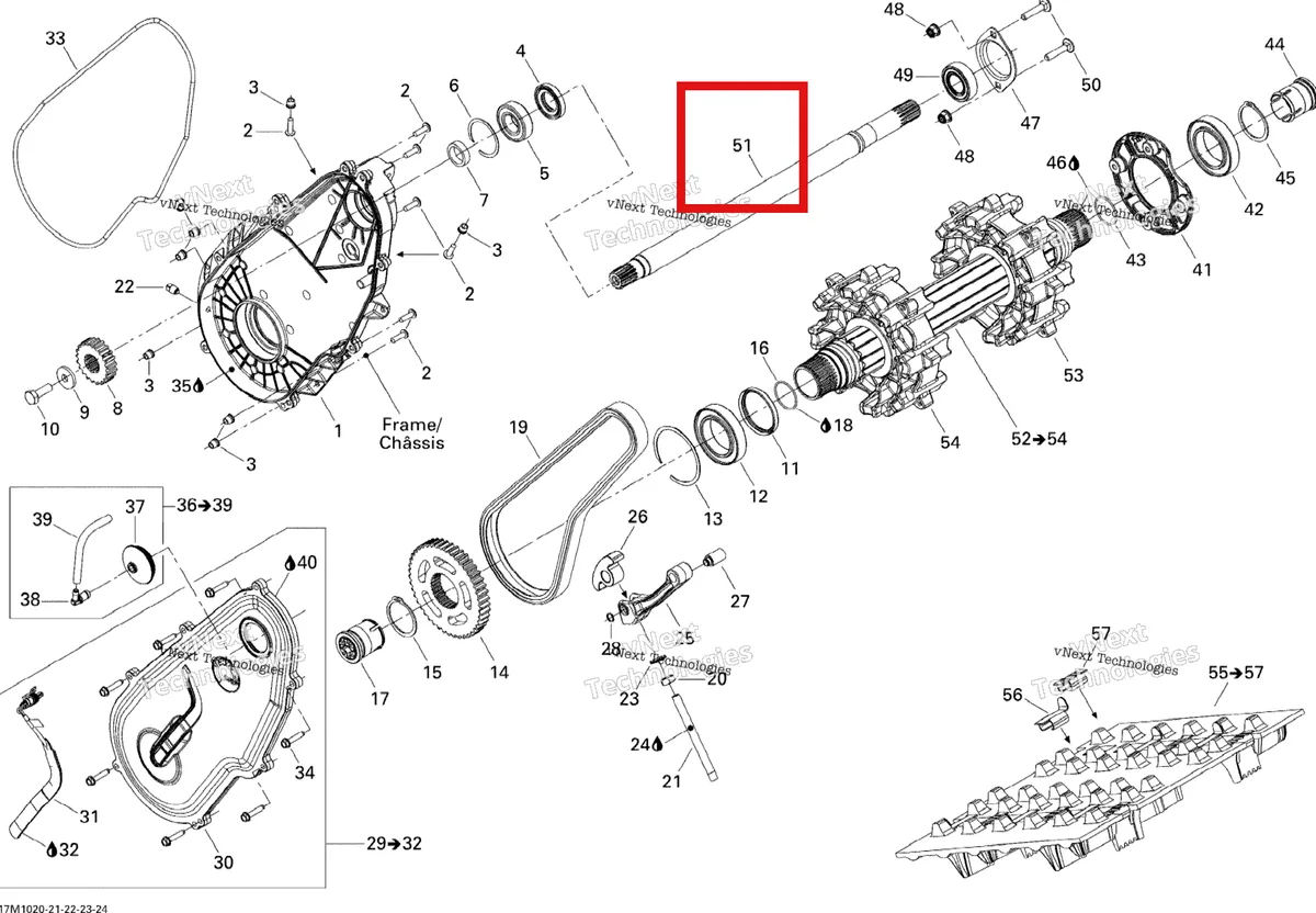 Деталь 504152851 (Счетчик Вал) на схеме узла 2010 Ski-Doo Skandic Tundra, STD, SPORT, LT Drive System