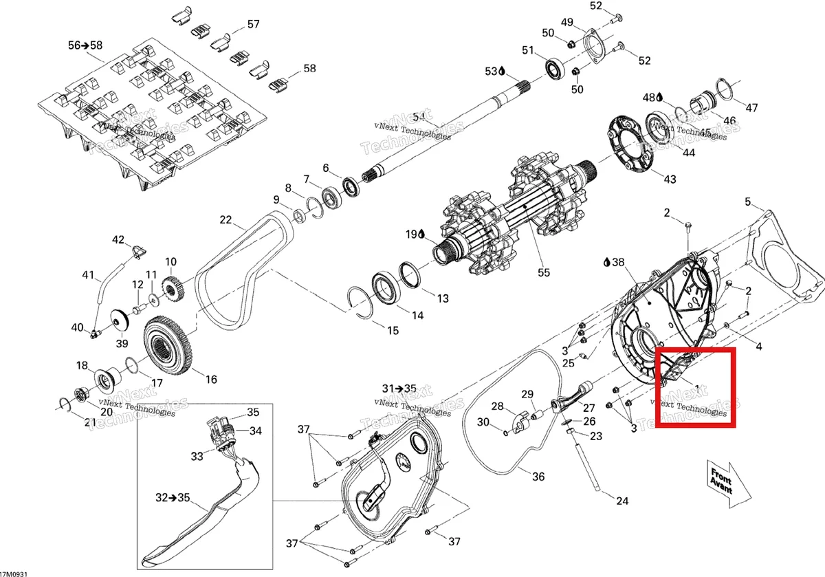 Схема применяемости: Chaincase Ski-Doo Summit X 800R Power T.E.K. (2009) (504152865)
