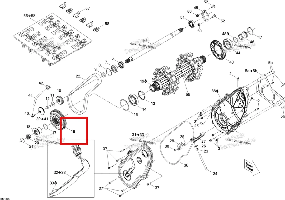 Деталь 504152880 (Деталь Sprocket, 49 Teeth) на схеме узла 2010 Ski-Doo MX Z X 600RS Drive System