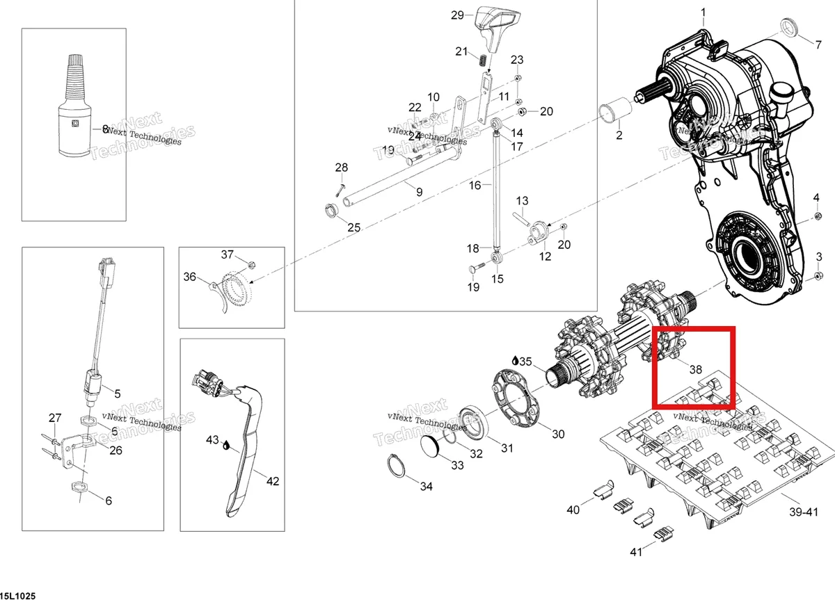 Деталь 504152910 (Деталь Driveaxle Assy) на схеме узла 2010 Ski-Doo Expedition TUV SE 1200 REV-XU Drive System