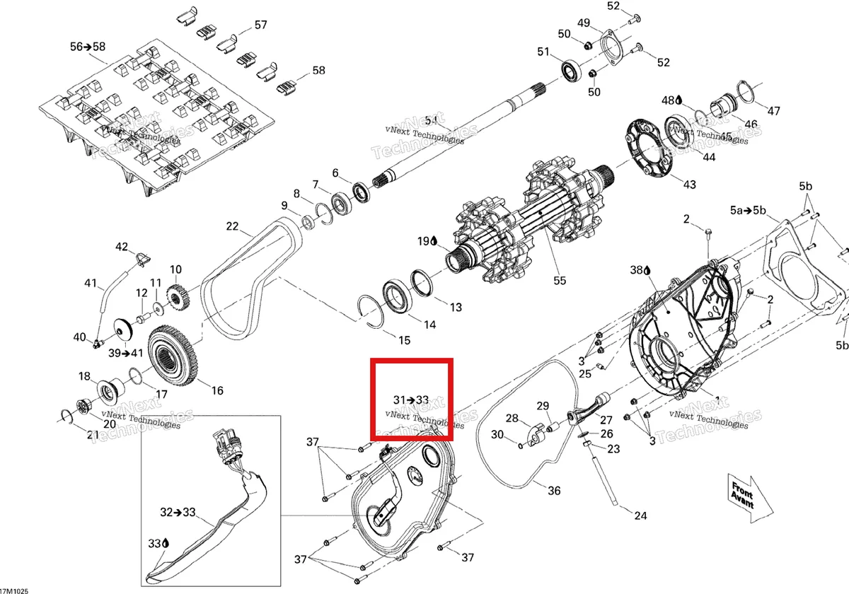 Деталь 504152922 (Деталь Chaincase Cover Ass'y) на схеме узла 2010 Ski-Doo MX Z X 600RS Drive System