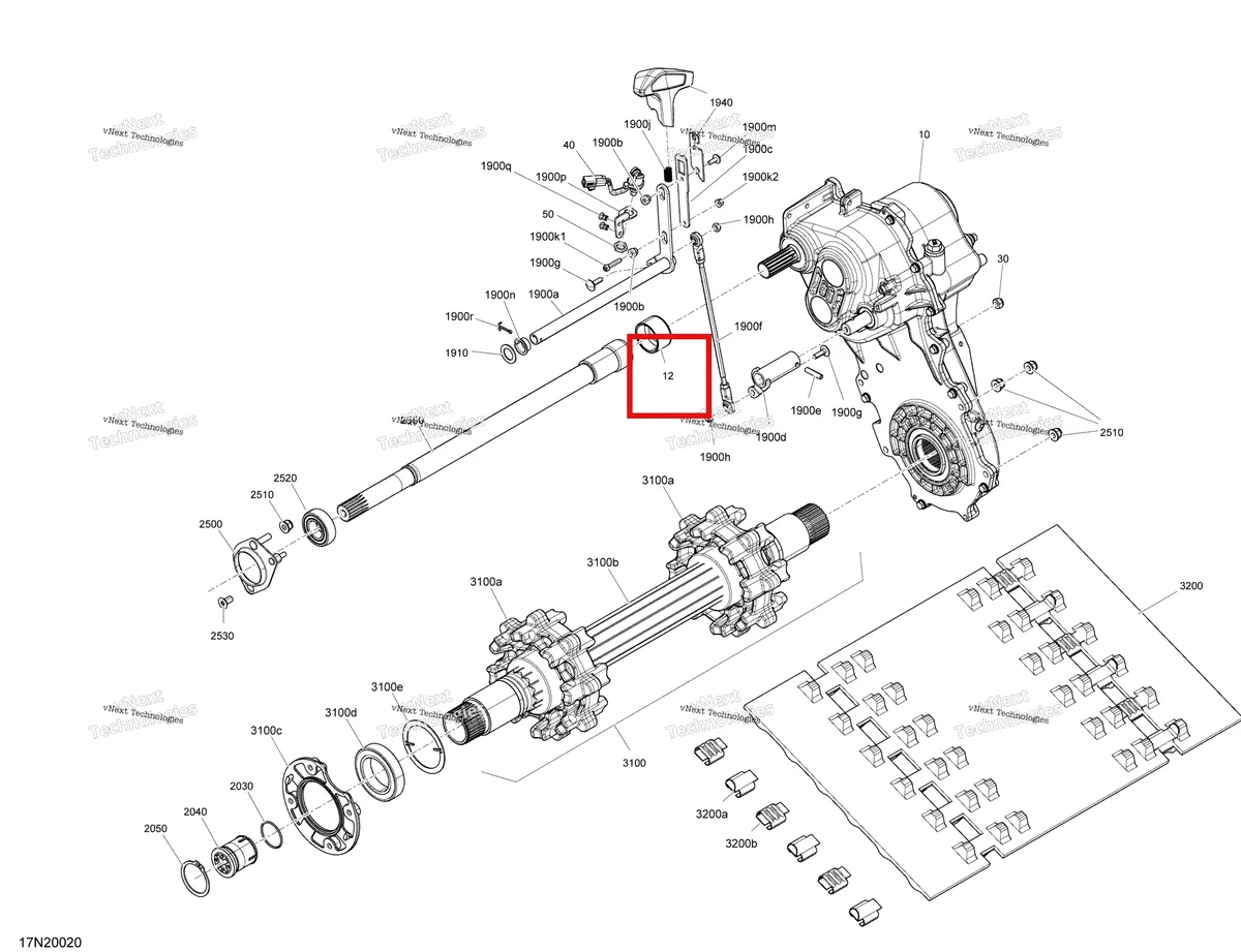 Деталь 504153054 (Опора) на схеме узла 2020 Ski-Doo SKANDIC WT 600HO E-TEC Drive - System
