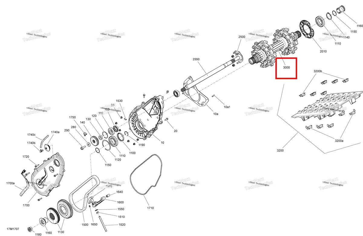 Деталь 504153084 (Деталь Drive Axle Ass`y 8t) на схеме узла 2017 Ski-Doo MXZ 600 RS Drive System