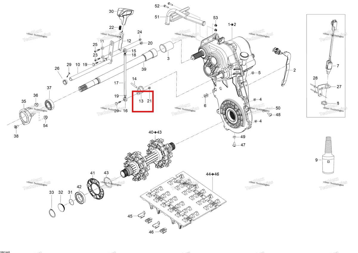 Деталь 504153131 (Деталь Weld Lever) на схеме узла 2014 Ski-Doo SKANDIC SWT 550F XU Drive System