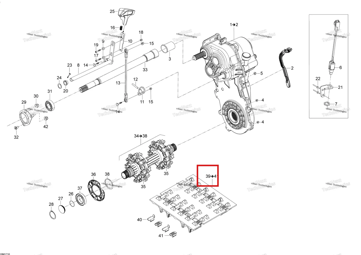 Деталь 504153133 (Деталь Track Ass'y (500 X 3923 X44). Includes 42 To 44) на схеме узла 2017 Ski-Doo EXPEDITION - 2-STROKE - LE-SE-XTREME Drive System