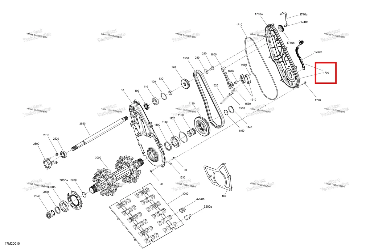 Деталь 504153147 (Деталь Chaincase Cover) на схеме узла 2020 Ski-Doo TUNDRA 550F Drive - System