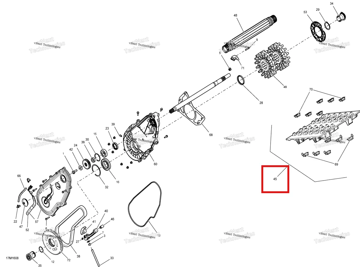 Деталь 504153157 (Деталь Track Ass'y 15"x137"x1,0 St. Includes 84 To 86) на схеме узла 2016 Ski-Doo GRAND TOURING - 2-STROKE Drive System