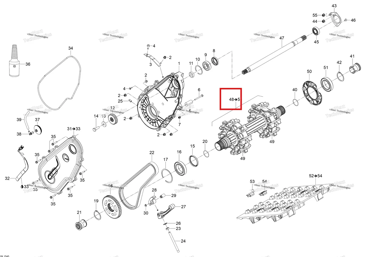Деталь 504153240 на схеме узла 2015 Ski-Doo TUNDRA WT 550 RER Drive System