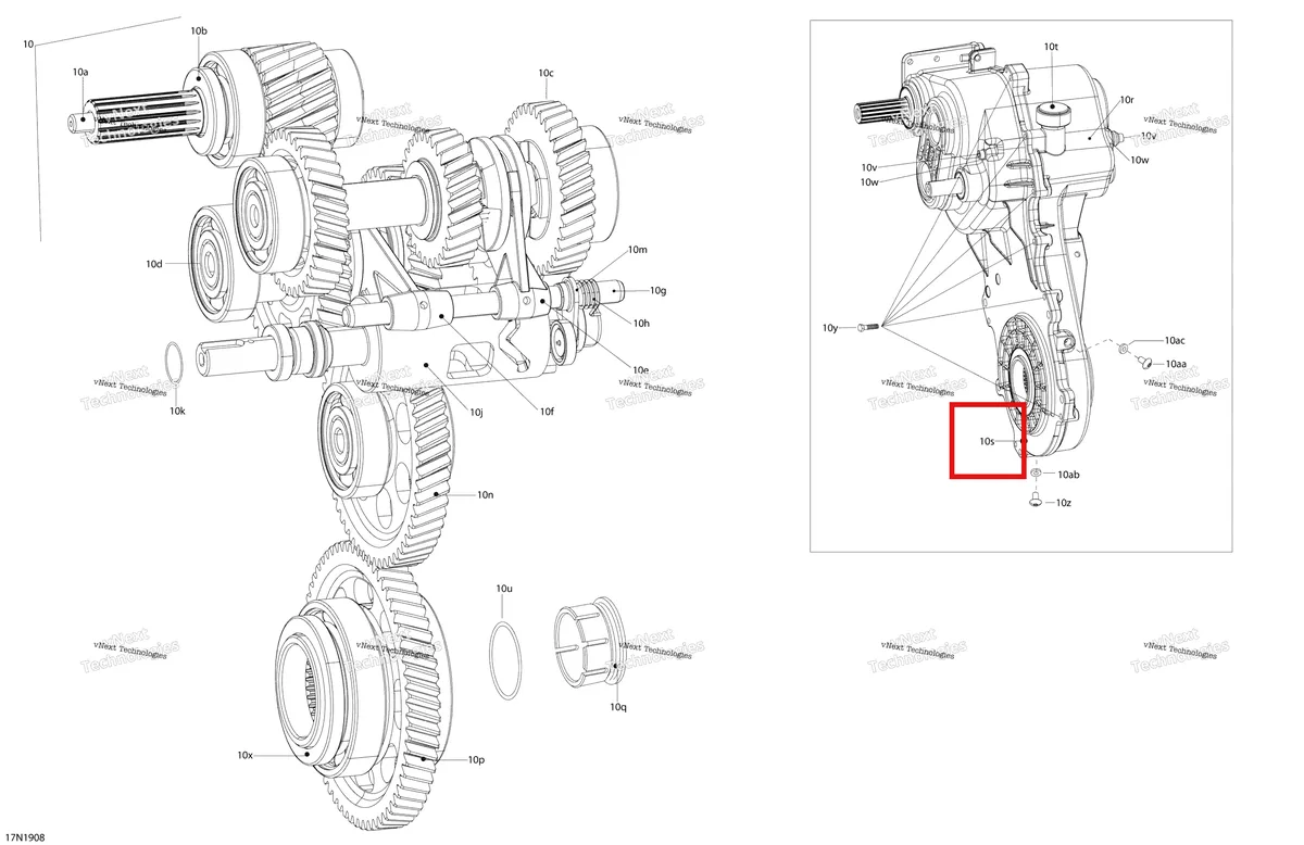 Деталь 504153243 (Внутри Крышки) на схеме узла 2019 Ski-Doo SKANDIC SWT 550F Transmission Slow Ratio - 550F