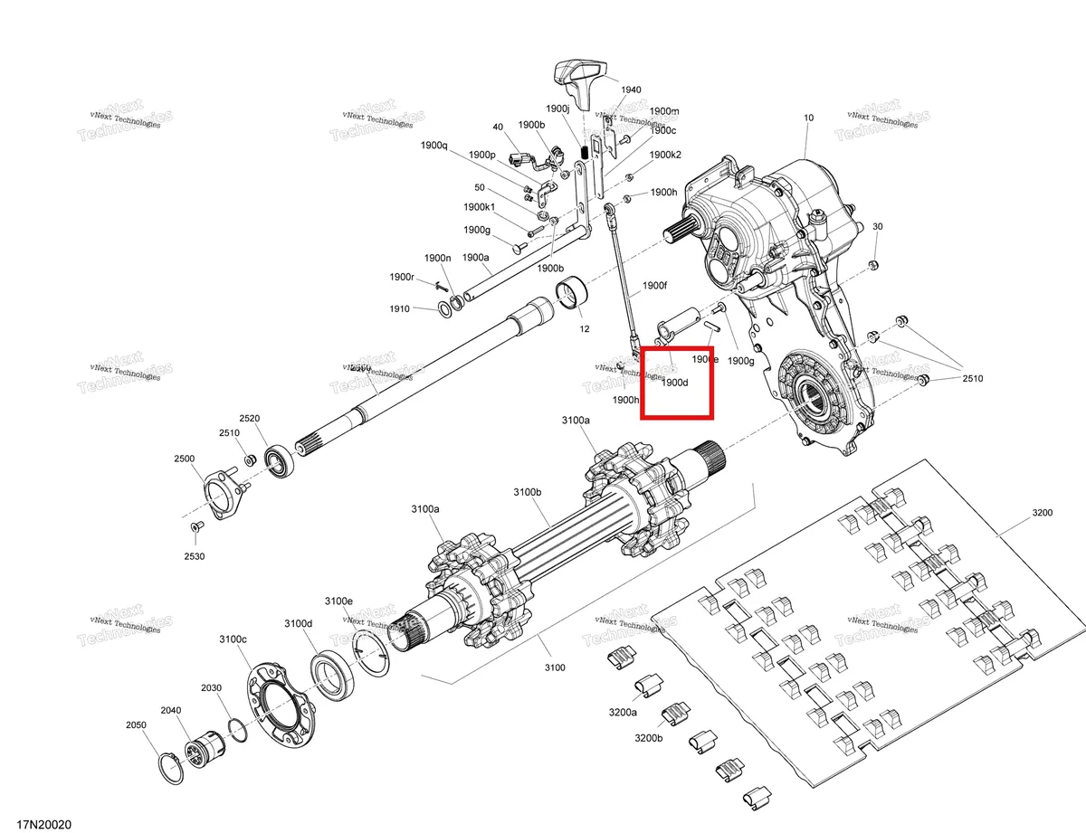 Деталь 504153280 (Рычаг) на схеме узла 2020 Ski-Doo SKANDIC WT 600HO E-TEC Drive - System