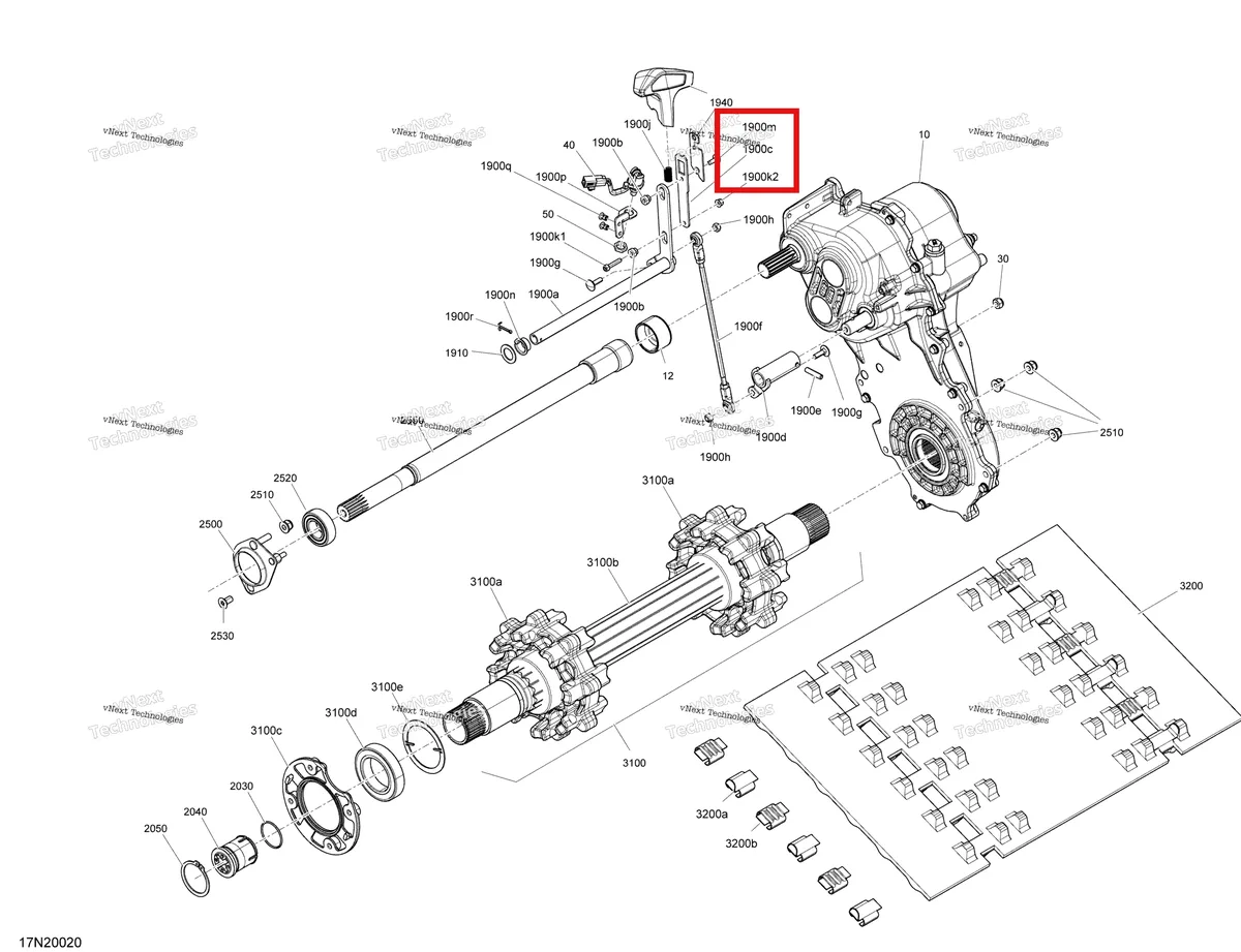 Деталь 504153287 (Рычаг) на схеме узла 2020 Ski-Doo SKANDIC WT 600HO E-TEC Drive - System