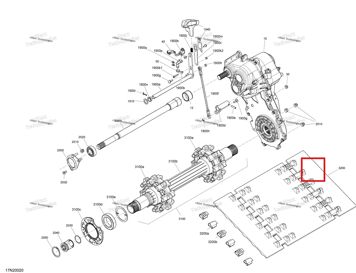 Деталь 504153288 (Рычаг переключения) на схеме узла 2020 Ski-Doo EXPEDITION SWT 900 ACE Drive - System