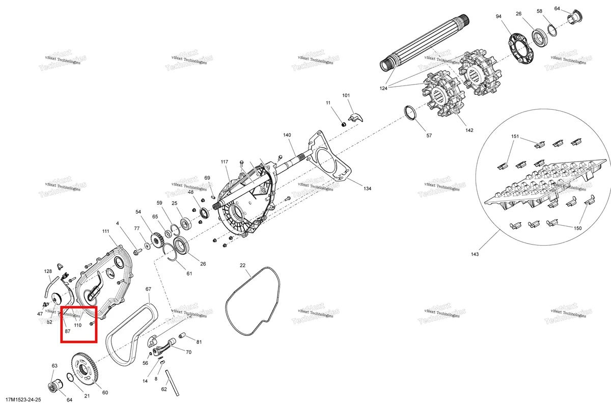 Деталь 504153335 (Деталь Chaincase Cover) на схеме узла 2015 Ski-Doo GSX SE 800RETEC XR137 Drive System