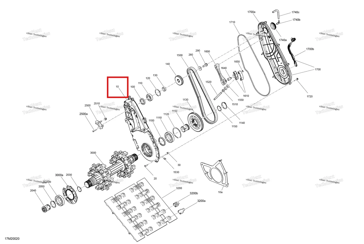 Деталь 504153405 (Деталь Chaincase) на схеме узла 2020 Ski-Doo TUNDRA 600HO E-TEC Drive - System