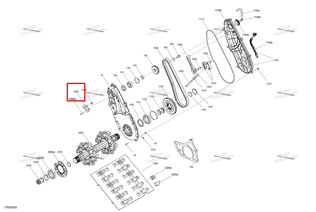 Деталь 504153418 (Корпус Подшипника) на схеме узла 2020 Ski-Doo TUNDRA 600HO E-TEC Drive - System