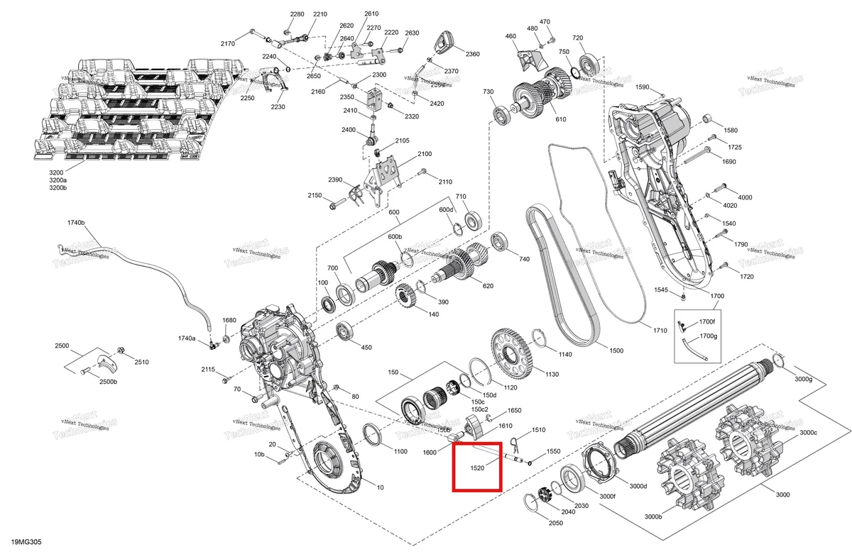 Деталь 504153627 на схеме узла 2027 Ski-Doo EXPEDITION - LE - 600R E-TEC - ABVA - Neo Yellow - 20X154X1.5CSS Track Drive - System