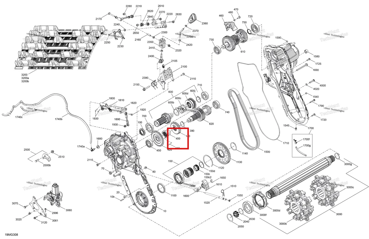 Деталь 504153650 на схеме узла 2027 Ski-Doo EXPEDITION - SE - 900 ACE TURBO R - AYVM - Tundra Green - 20X154X1.5CSS Track Drive - System