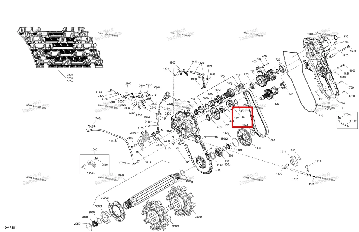 Деталь 504153665 на схеме узла 2026 Ski-Doo EXPEDITION - SE - 900 ACE - AETG - Tundra Green - 20X154X1.5CSS Track Drive - System