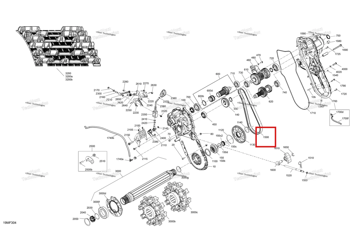 Деталь 504153679 на схеме узла 2026 Ski-Doo EXPEDITION - LE - 600R E-TEC - ABTD - Neo Yellow - 20X154X1.5CSS Track Drive - System