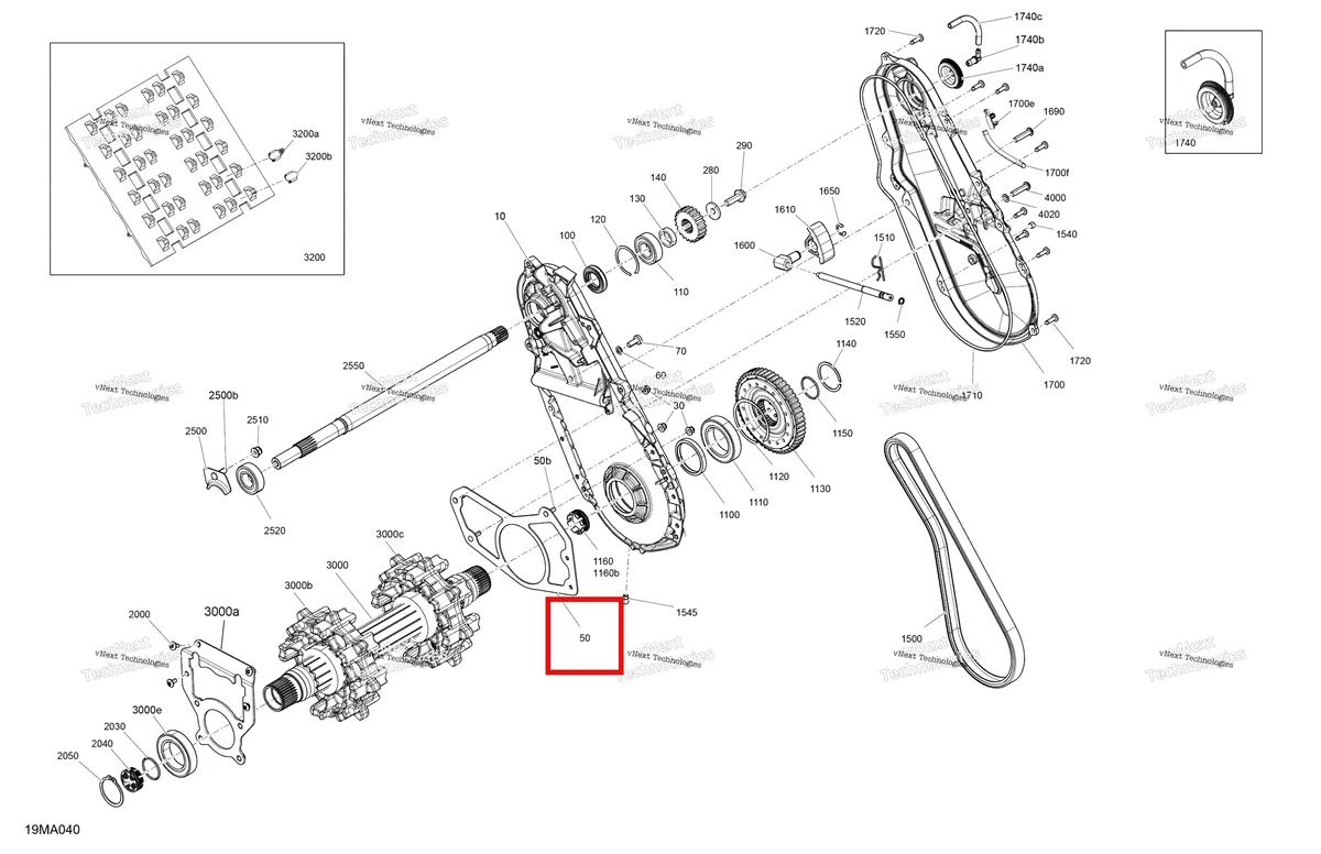 Деталь 504153698 на схеме узла 2021 Ski-Doo MXZ 600RS Drive - System