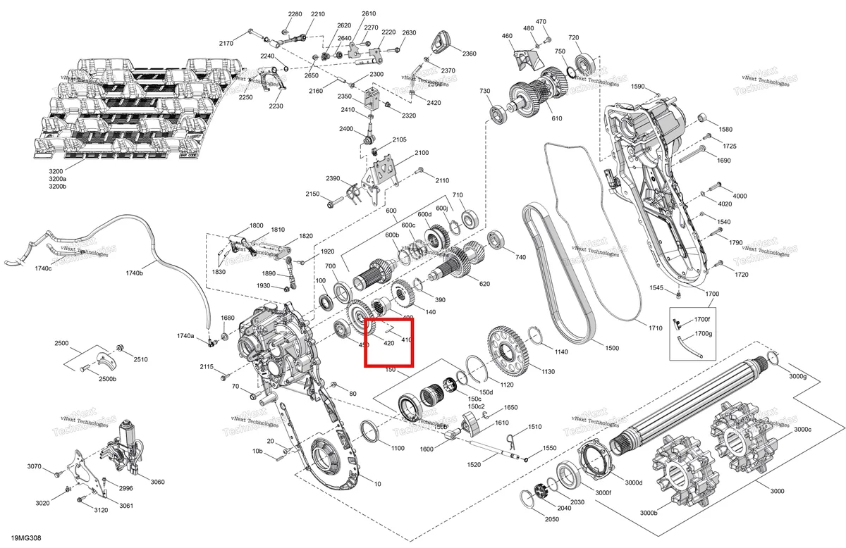 Деталь 504154003 на схеме узла 2027 Ski-Doo EXPEDITION - SE - 900 ACE TURBO R - AYVM - Tundra Green - 20X154X1.5CSS Track Drive - System