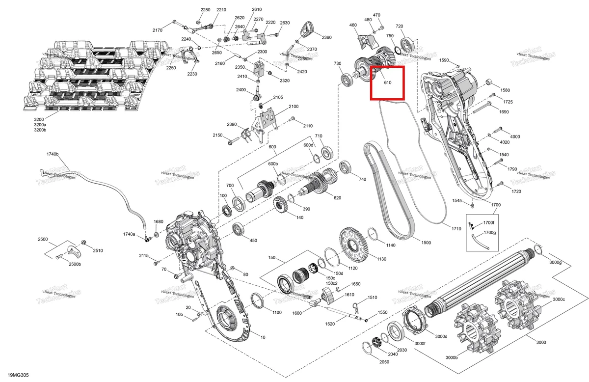 Деталь 504154126 на схеме узла 2027 Ski-Doo EXPEDITION - LE - 600R E-TEC - ABVA - Neo Yellow - 20X154X1.5CSS Track Drive - System