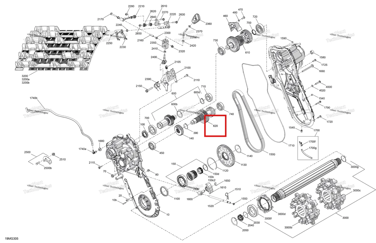 Деталь 504154127 на схеме узла 2027 Ski-Doo EXPEDITION - LE - 600R E-TEC - ABVA - Neo Yellow - 20X154X1.5CSS Track Drive - System