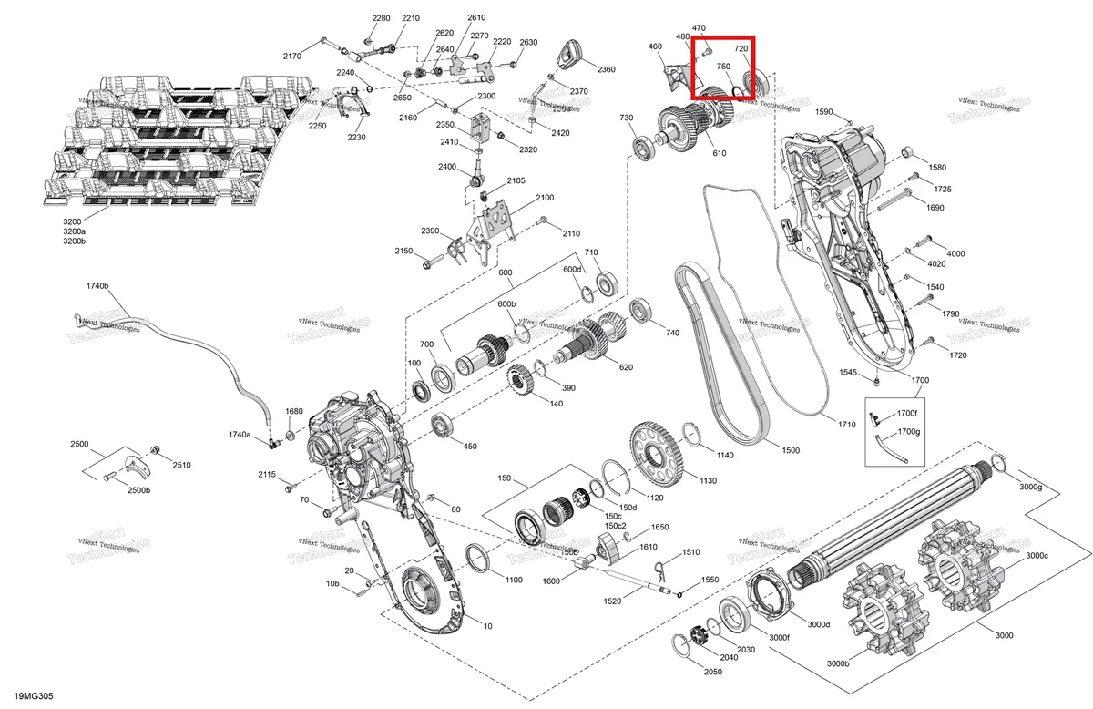 Деталь 504154145 на схеме узла 2027 Ski-Doo EXPEDITION - LE - 600R E-TEC - ABVA - Neo Yellow - 20X154X1.5CSS Track Drive - System