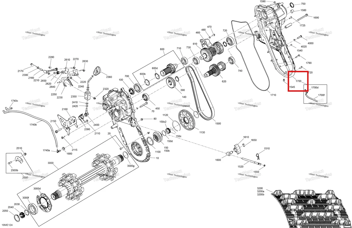 Деталь 504154651 на схеме узла 2025 Ski-Doo SKANDIC - 600 EFI - LE - ATSA - Catalyst Gray - 154X20X1.5CST Track Drive - System