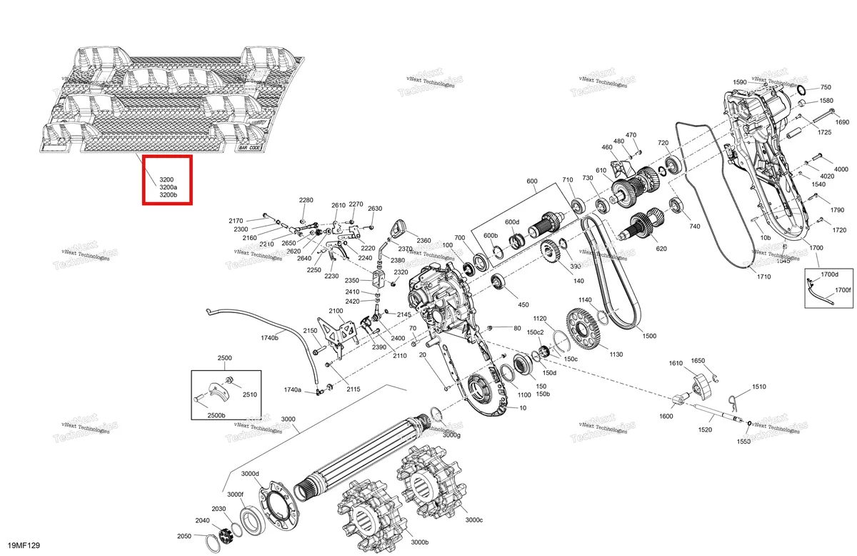Деталь 504154706 на схеме узла 2026 Ski-Doo SKANDIC - SE - 600R E -TEC - AUTA - Catalyst Gray - 20X154X1.8C Track Drive - System
