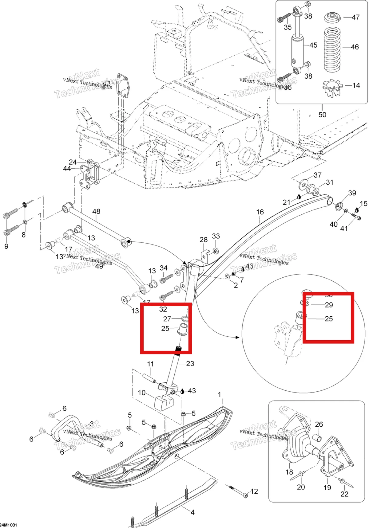 Деталь 505070003 (Подушка) на схеме узла 2010 Ski-Doo Skandic SUV 550F Front Suspension And Ski