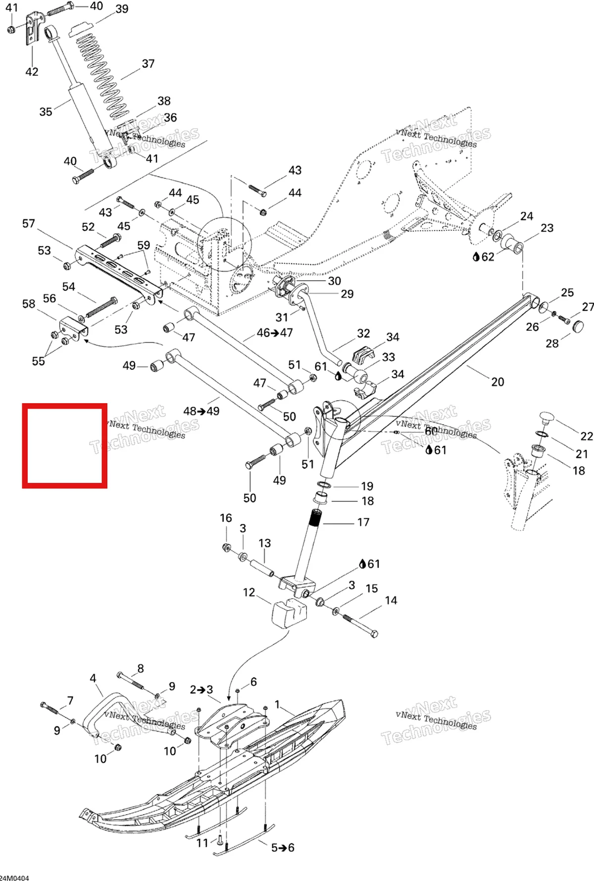 Деталь 505070010 на схеме узла 2004 Ski-Doo Legend 700 Front Suspension And Ski